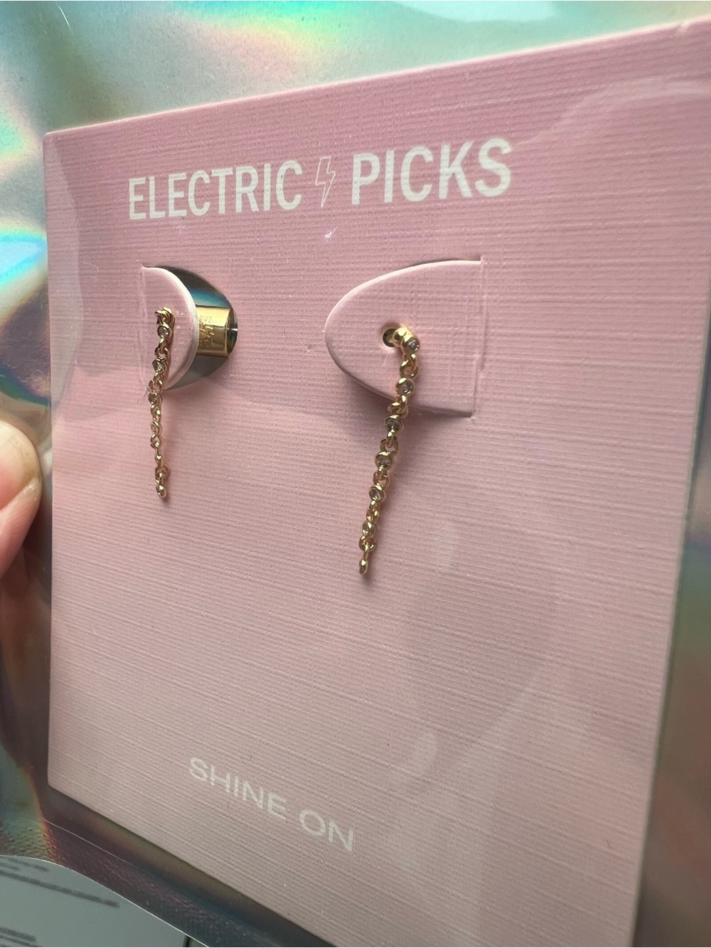 Electric Picks Gold Chain Drop Earrings